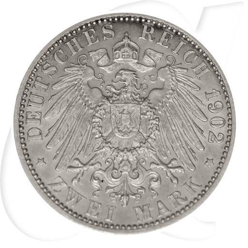 Baden 1902 2 Mark Regierungsjubiläum Kaiserreich Deutschland Münzen-Wertseite