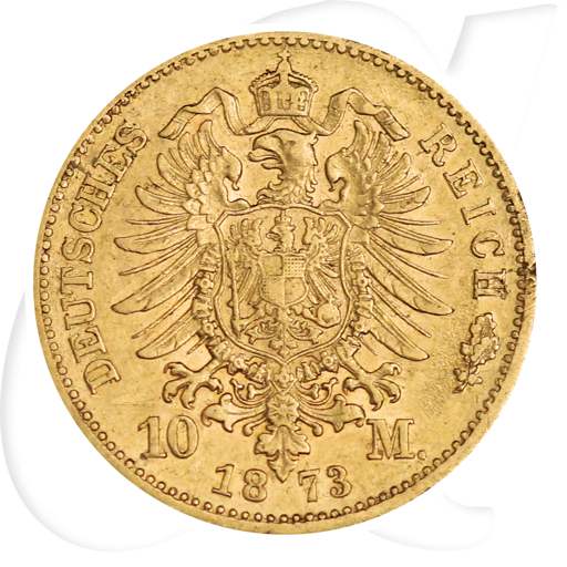 Bayern 1873 10 Mark Gold Ludwig II Deutschland Münzen-Wertseite