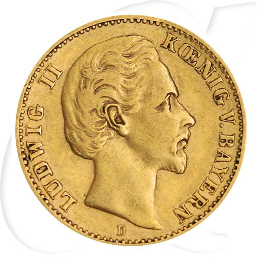 Bayern 1881 10 Mark Gold Ludwig II Deutschland Münzen-Bildseite