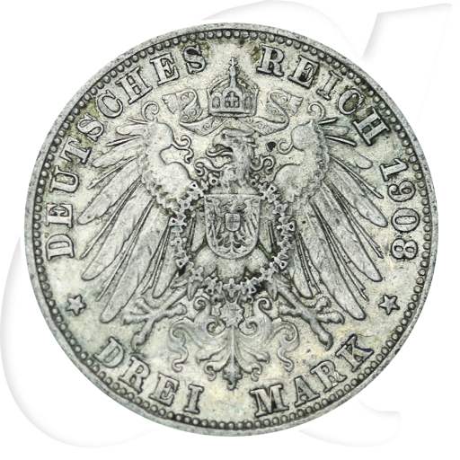 Deutschland Bayern 3 Mark 1908 ss ungereinigt Otto