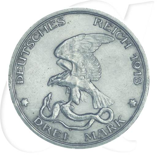 Befreiungskriege Preussen 1913 3 Mark Münzen-Wertseite