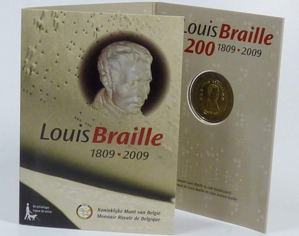 Belgien 2 Euro 2009 Louis Braille prägefrisch/st OVP Blister