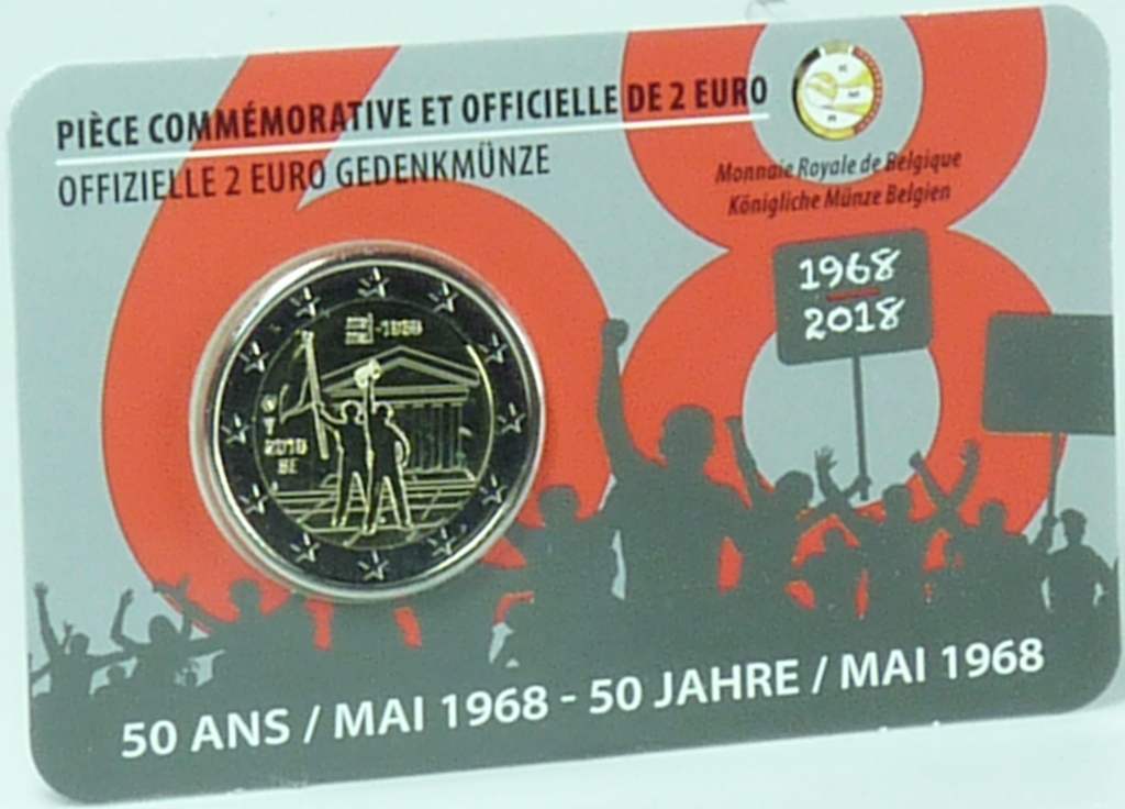 Belgien 2 Euro 2018 st Studentenaufstand 1968 OVP französischer Blister