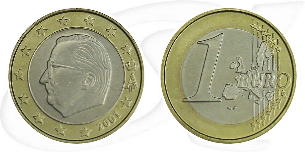 Belgien 2001 Euro 1 Umlauf Kurs Münze Vorderseite und Rückseite zusammen