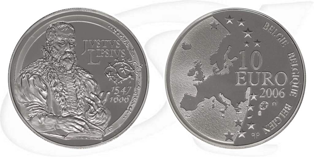 Belgien 2006 Lipsius 10 Euro Julius Münze Vorderseite und Rückseite zusammen