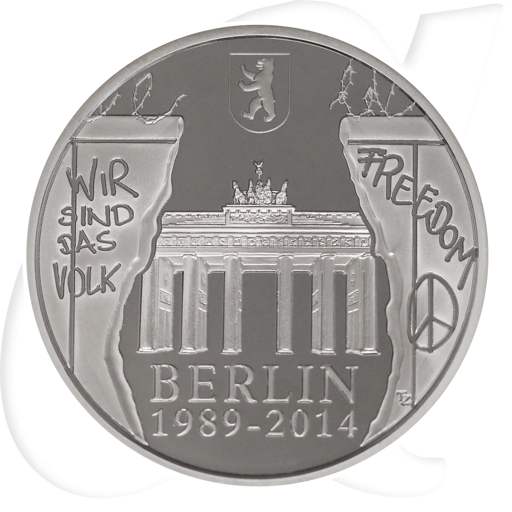 Belgien 2014 Berliner Mauer 20 Euro Münzen-Bildseite