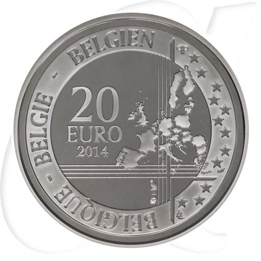 Belgien 2014 Berliner Mauer 20 Euro Münzen-Wertseite