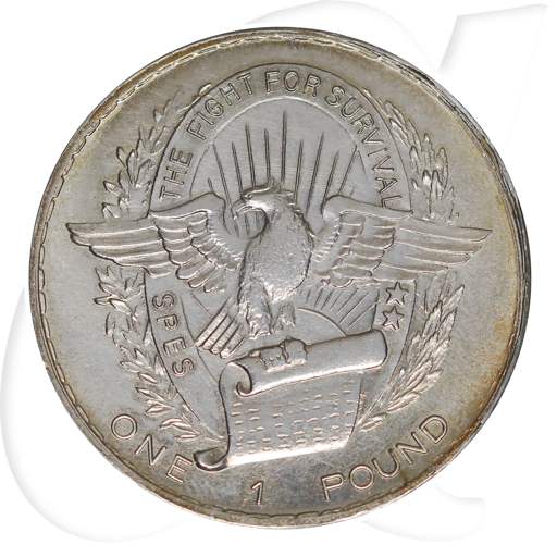 Biafra Kursmünze 1969 1 Pound Silber Münzen-Wertseite