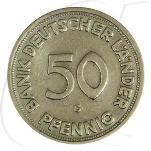 BRD 50 Pf J379 Kursmünze Bank Deutscher Länder 1950 G zirkuliert Wertseite