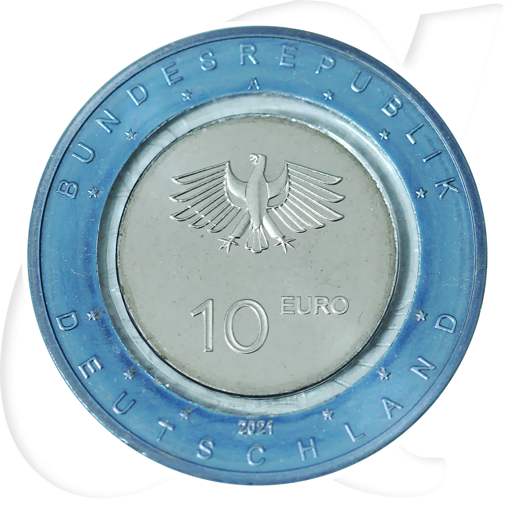 BRD 10 Euro 2021 Wasser Münzen-Wertseite