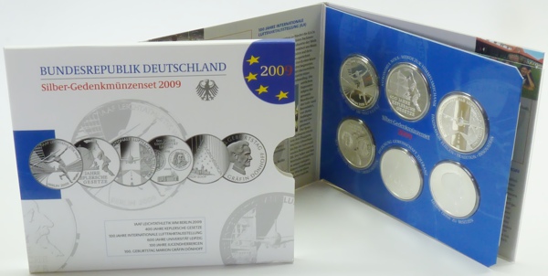 BRD GDM-Set 6x 10 Euro Silber 2009 OVP im Blister PP (Spgl)