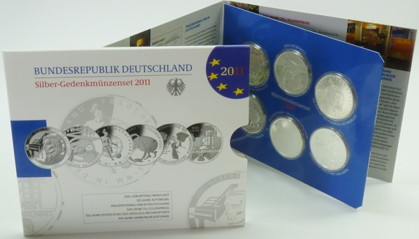 BRD GDM-Set 6x 10 Euro Silber 2011 OVP im Blister PP (Spgl)
