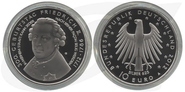 BRD 10 Euro Silber 2012 A 300. Geburtstag Friedrich II. PP (Spgl)