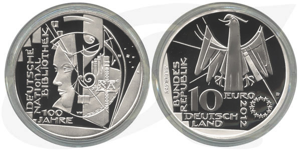 BRD 10 Euro Silber 2012 D 100 J. Deutsche National-Bibliothek PP (Spgl)