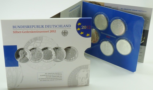 BRD GDM-Set 5x 10 Euro Silber 2012 OVP im Blister PP (Spgl)