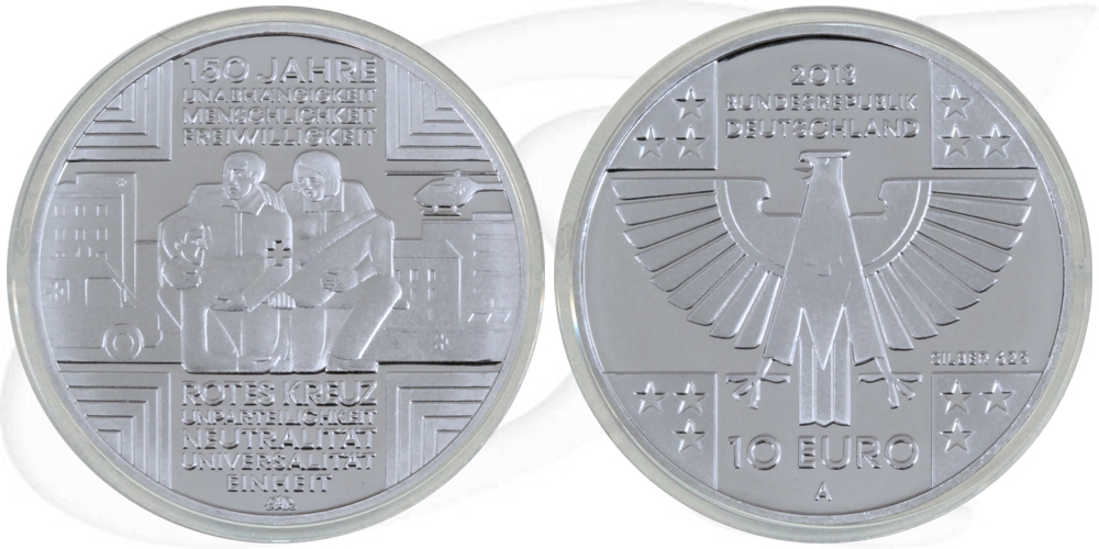BRD 10 Euro Silber 2013 A 150 Jahre Rotes Kreuz PP (Spgl)