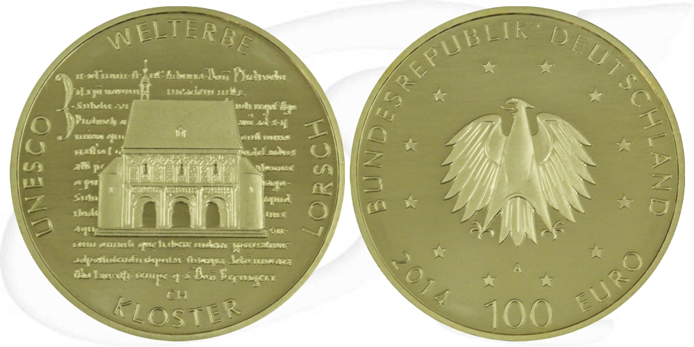 BRD 100 Euro 2014 A st Kloster Lorsch Gold 15,55g fein