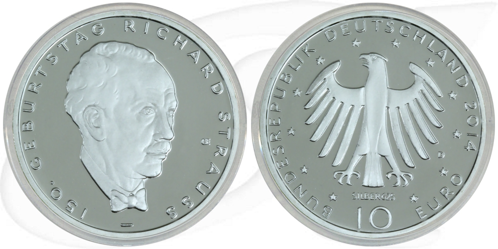 BRD 10 Euro Silber 2014 D Richard Strauss PP (Spgl)