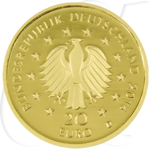 BRD 20 Euro 2014 Deutscher Wald Kastanie D (München) Gold 3,89g fein