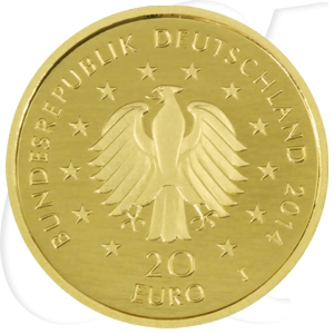 BRD 20 Euro 2014 Deutscher Wald Kastanie J (Hamburg) Gold 3,89g fein