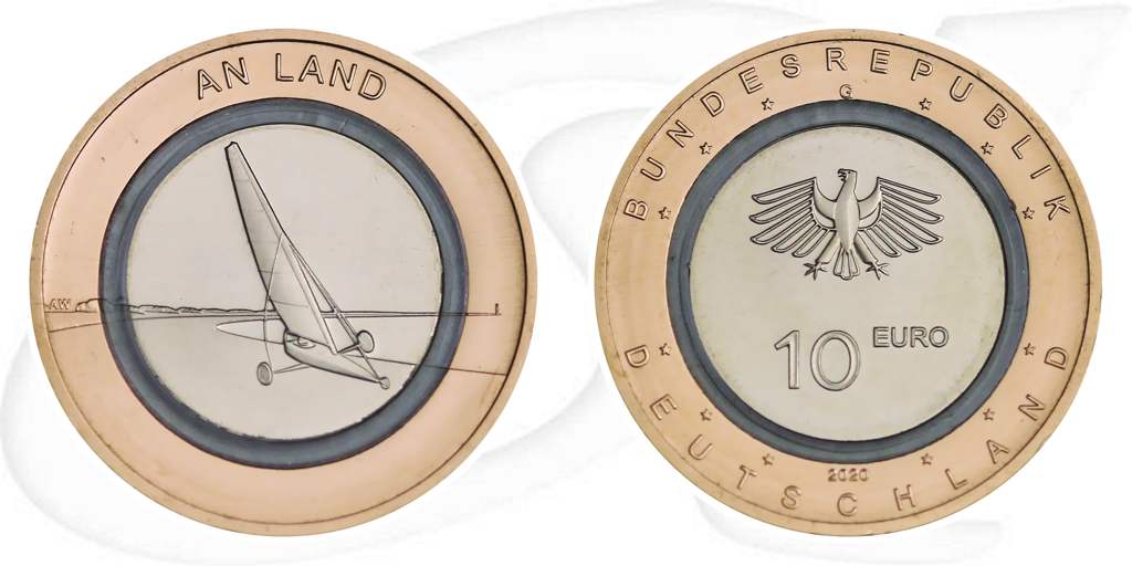 BRD 2020 Polymerring 10 Euro Land Münze Vorderseite und Rückseite zusammen