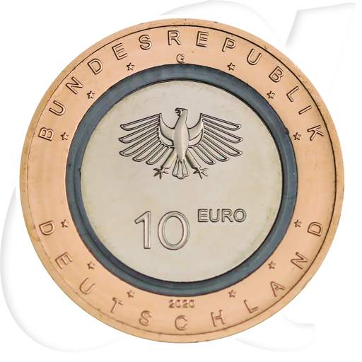 Deutschland 10 Euro 2020 G (Karlsruhe) st farbloser Ring An Land