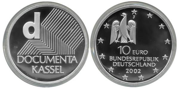 BRD 10 Euro Silber 2002 J Documenta Kassel PP (Spgl)