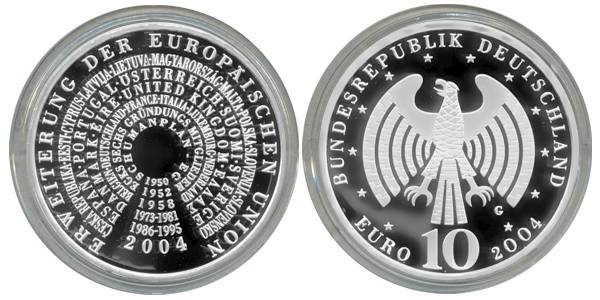 BRD 10 Euro Silber 2004 G Erweiterung der Europ. Union PP (Spgl)