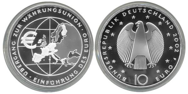 BRD 10 Euro Silber 2002 F Euroeinführung PP (Spgl)