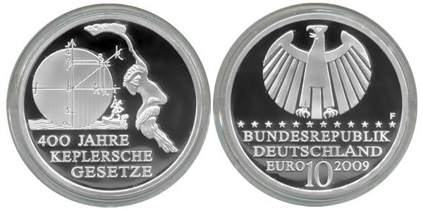 BRD 10 Euro Silber 2009 F 400 Jahre Keplersche Gesetze PP (Spgl)