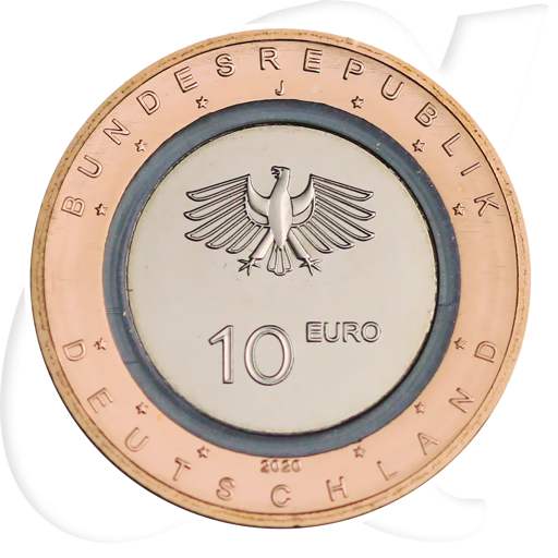 Deutschland 10 Euro 2020 J (Hamburg) st farbloser Ring An Land