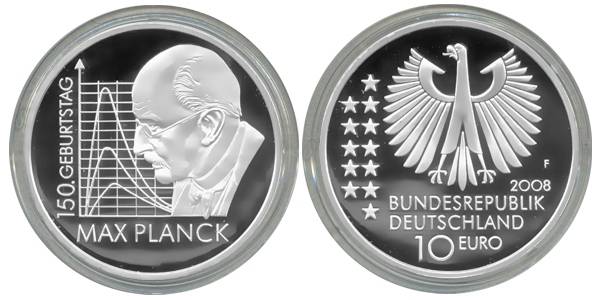 BRD 10 Euro Silber 2008 F Max Planck PP (Spgl)