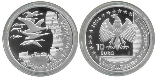 BRD 10 Euro Silber 2004 J Nationalpark Wattenmeer PP (Spgl)