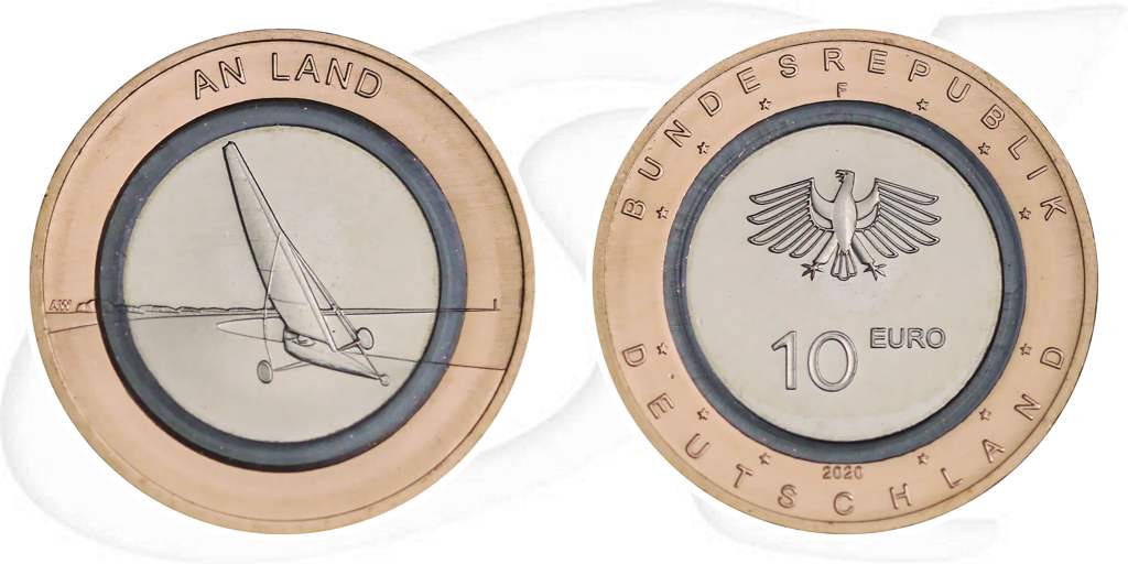 BRD Polymerring 10 Euro Land 2020 Münze Vorderseite und Rückseite zusammen