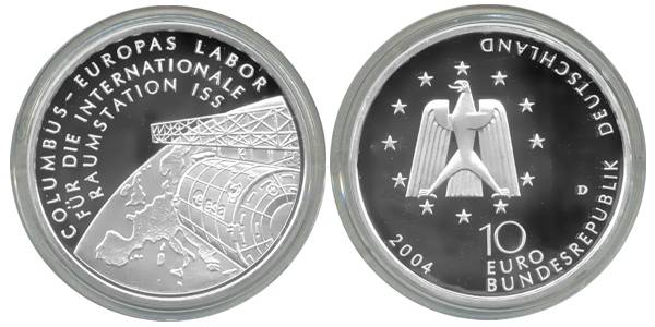 BRD 10 Euro Silber 2004 D Internationale Raumstation ISS PP (Spgl)