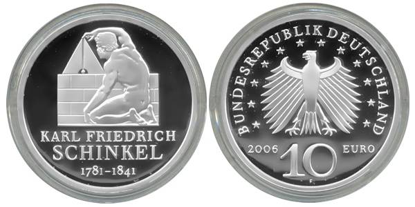 BRD 10 Euro Silber 2006 F 225. Geb. Schinkel PP (Spgl)