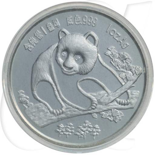 China 1994 München-Panda Silber 31,10g (1oz) mit COA Münzen-Bildseite