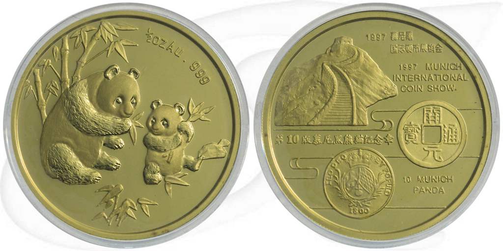 China 1997 München-Panda Gold 15,55g (1/2oz) OVP mit COA und Kassette