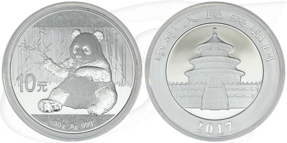 China Panda 2017 BU 10 Yuan 30,00 gr Silber