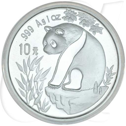 China Panda 1993 BU 10 Yuan 31,10g (1oz) Silber fein Variante 1 Münzen-Bildseite