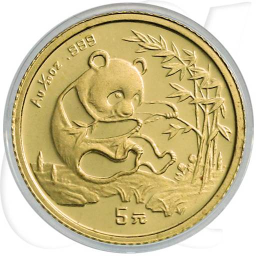 China Panda 1994 5 Yuan Gold 1/20 oz st Münzen-Bildseite
