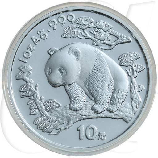 China 10 Yuan 1997 BU Panda 31,10g (1oz) Silber fein Variante 1 Münzen-Bildseite