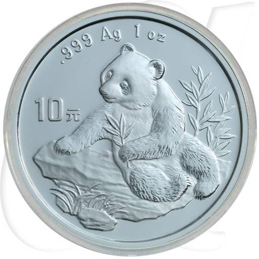 China Panda 1998 BU 10 Yuan Silber Variante 2