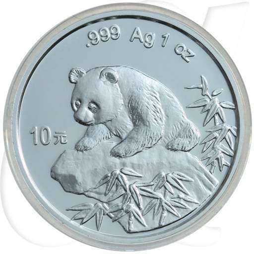 China Panda 1999 BU 10 Yuan Silber Variante 2