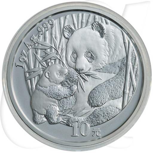 China 10 Yuan 2005 BU Panda 31,10g (1oz) Silber fein Münzen-Bildseite
