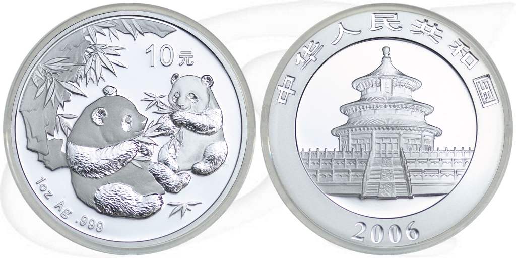 China Panda 2006 Münze Vorderseite und Rückseite zusammen