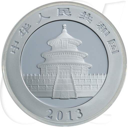 China 10 Yuan 2013 BU Panda 31,10g (1oz) Silber fein Münzen-Wertseite