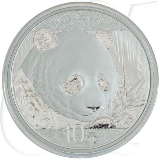 China 10 Yuan 2018 BU Panda 31,10g (1oz) Silber fein Münzen-Bildseite