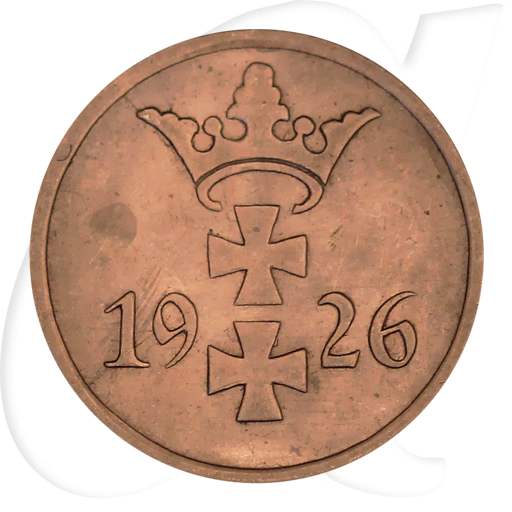 Danzig 1 Pfennig 1926 fast prägefrisch Wappen