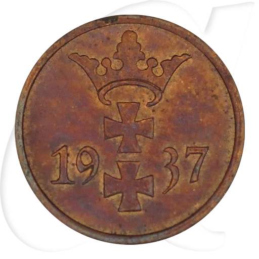 Danzig 1 Pfennig 1937 ss-vz Wappen